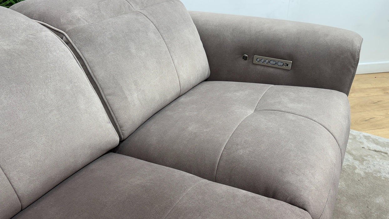 Sofology Riviera Fabric 2 Seater Power Recliner/Headrest Heated Seats in Lifestyle Flecked Nutmeg
