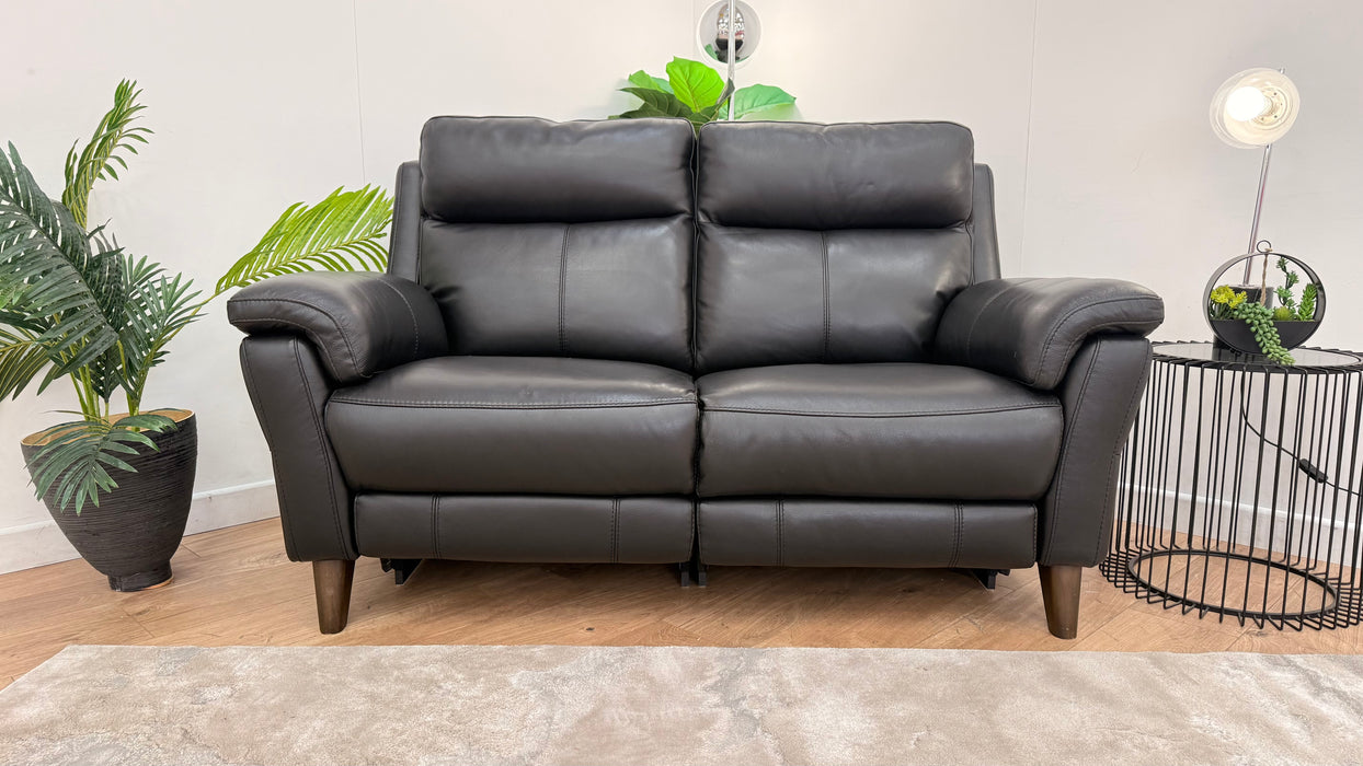 Sofology Lucca 2 Seater Leather Recliner in Trusty Sheen Black