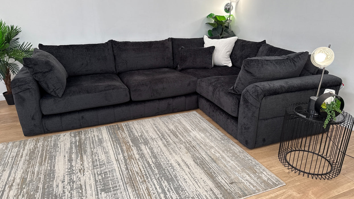 Sofology The Westwood Fabric 3 Corner 1 No Trim in Teddy Chenille Black Mix