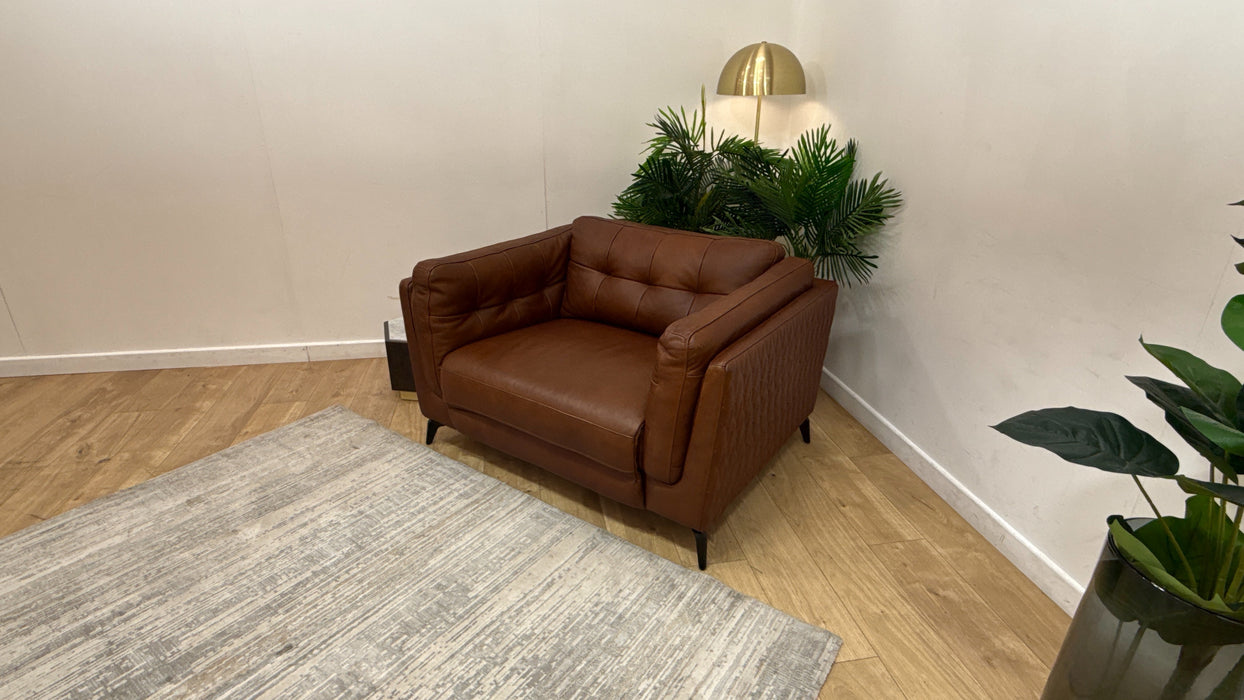 Sofology Muse Leather Loveseat in Relaxed Matt Espresso