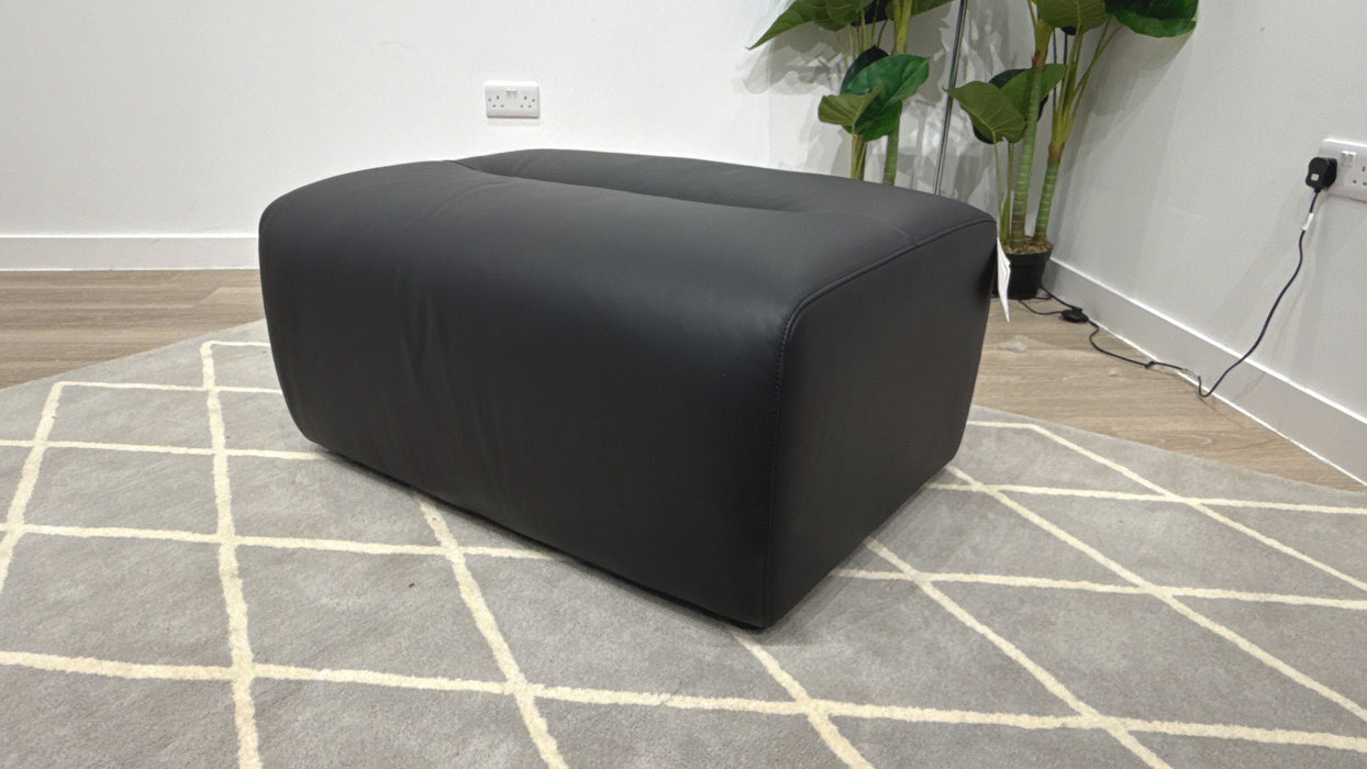 Sofology Daxton Leather Footstool in Trusty Matt Black