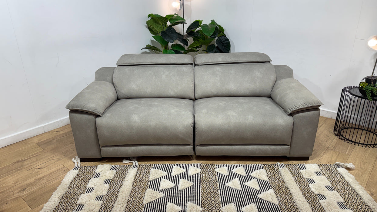 Sofology Benz Fabric 3 Seater Power Recliner/Headrest in Lifestyle Flecked Stone