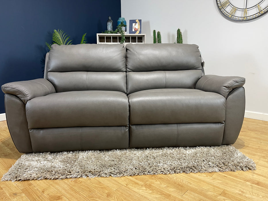 Finsbury 3 Seater Power Recliner Leather Sofa Grey (WA2) — The
