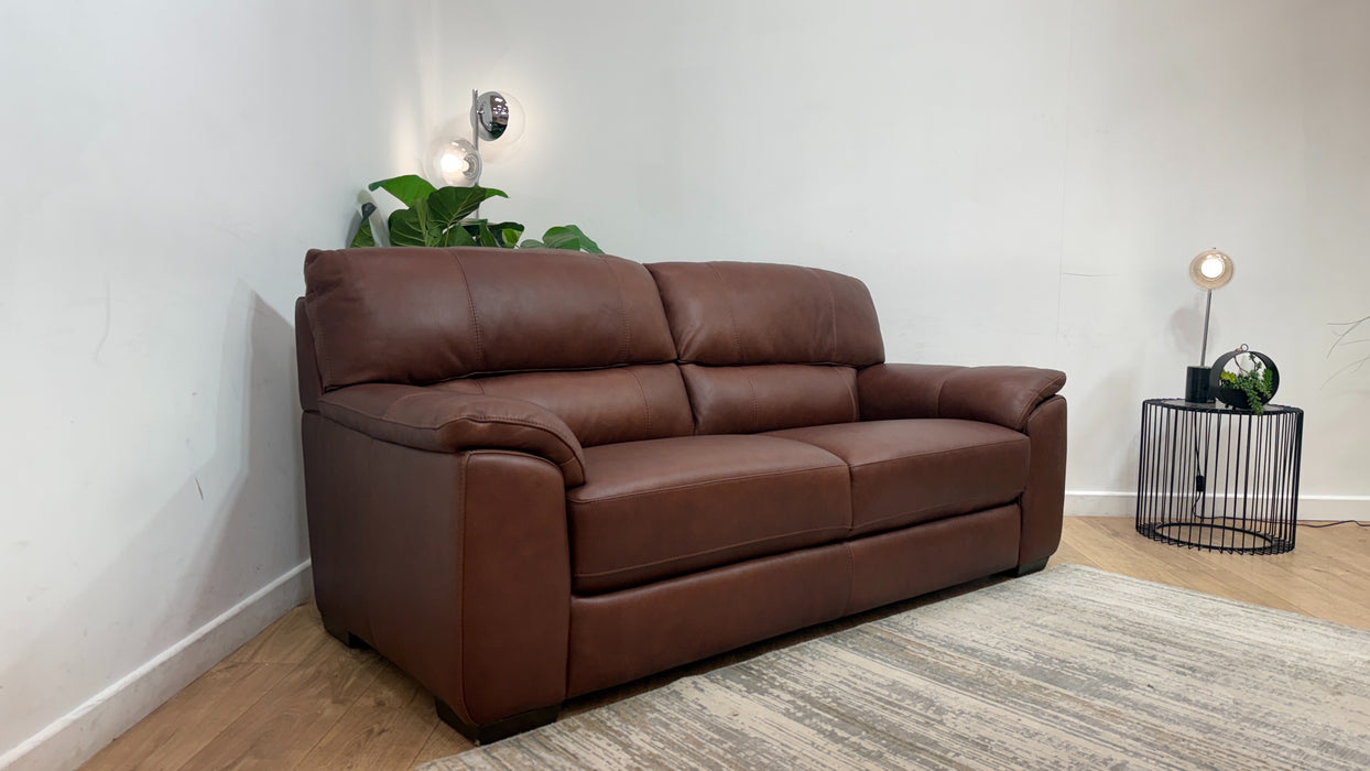 Sofology Santina Leather 3 Seater in Relaxed Soft Brown