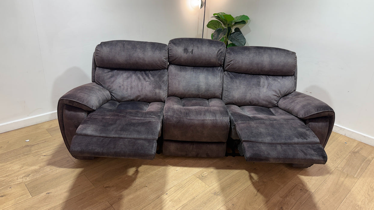 Sofology Radley Fabric 3 Seater Split Triple Power Recliner in Decent Charcoal