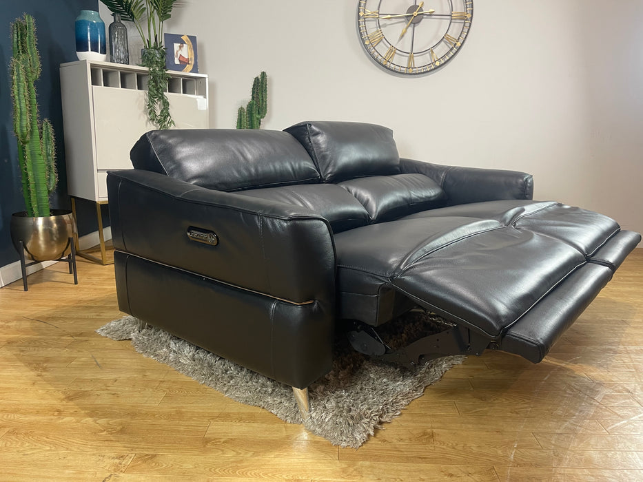 Dakota Leather 3 Seater Le Mans Black Power Recliner Power Headrest (WA2)