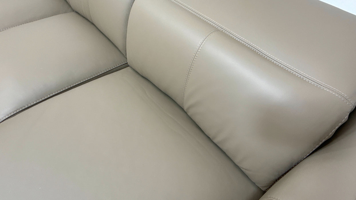 Sofology Larsen 3 Seater Chaise Leather Power Recliner/Headrest in Trusty Matt Taupe