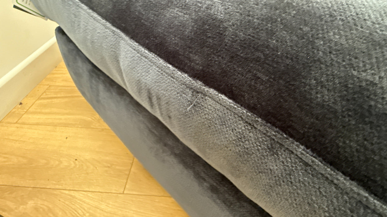 Sofology Bellagio Fabric Footstool Feather Flex Filling in Luxury Deep Pile Chenille Denim