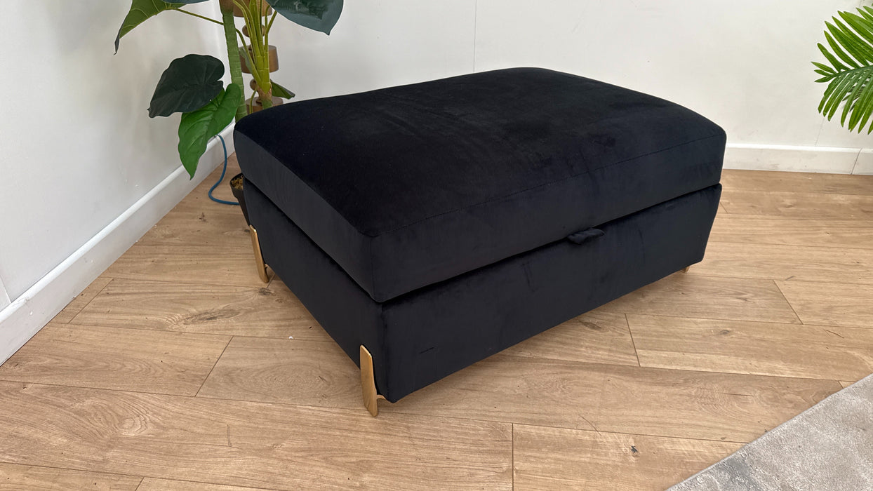 Sofology The Oscar Fabric Storage Footstool in Super Matt Velvet Black