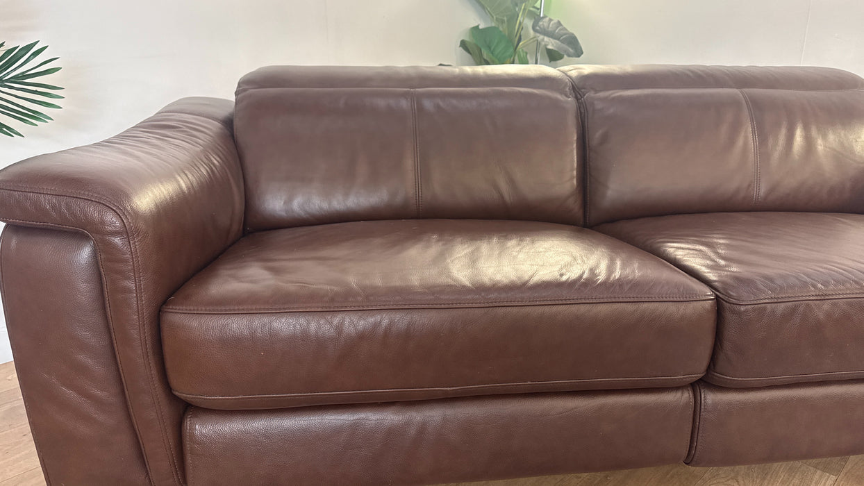 Sofology Ezra Leather 3 Seater Power Recliner/Headrest in Chocolate