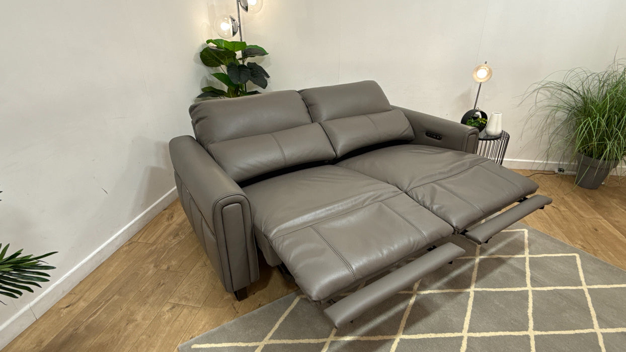 Sofology Ravello Leather 2.5 Seater Power Recliner/Headrest in Trusty Embossed Elephant