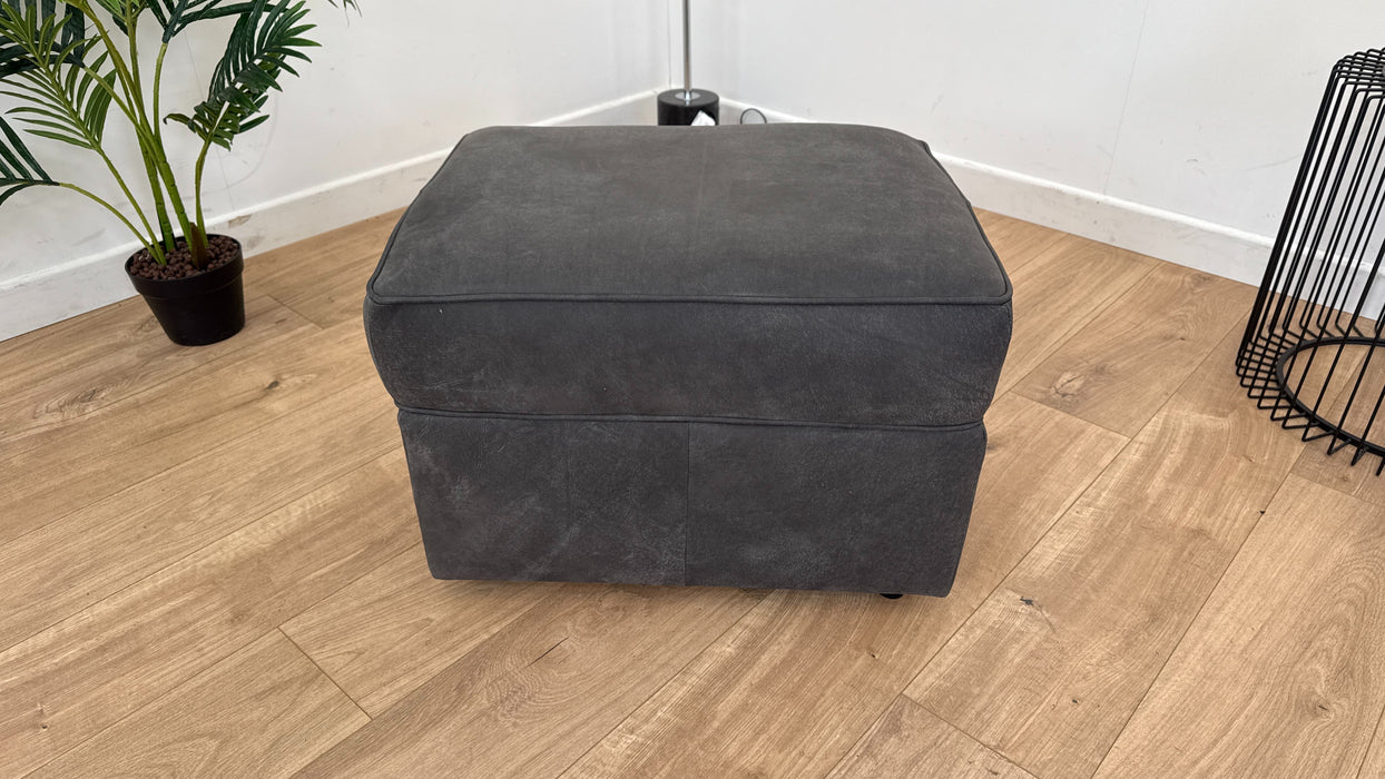 Notting Hill - Leather Storage Footstool - Charcoal