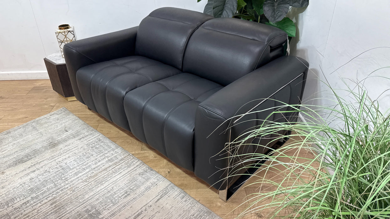 Sofology Marvella Leather 2 Seater in Trusty Sheen Jet Black