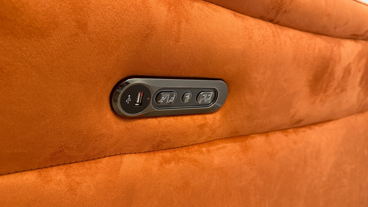 Sofology The Missouri 3 Seater Recliner Chaise in Lifestyle Plush Fabric Burnt Orange