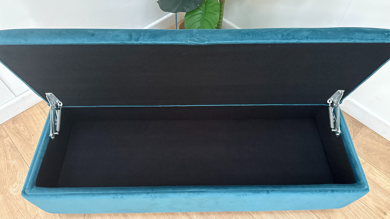 Sofology Islington Fabric Ottoman Storage Footstool in Sleek Teal