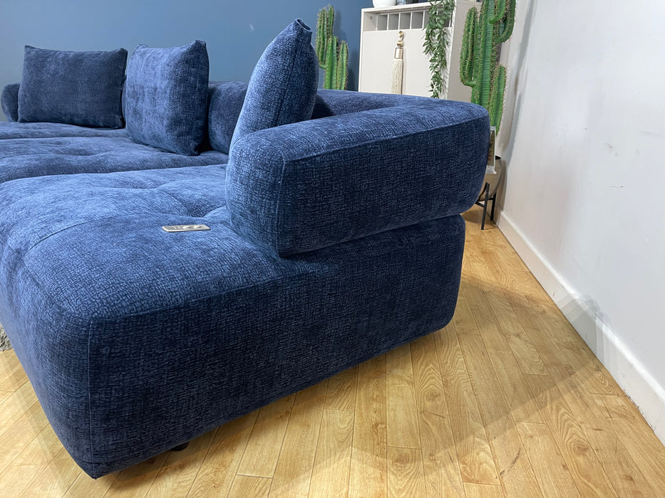 Flex Chaise 4 Seater Chenille Navy Power Reclining Backs (WA2)