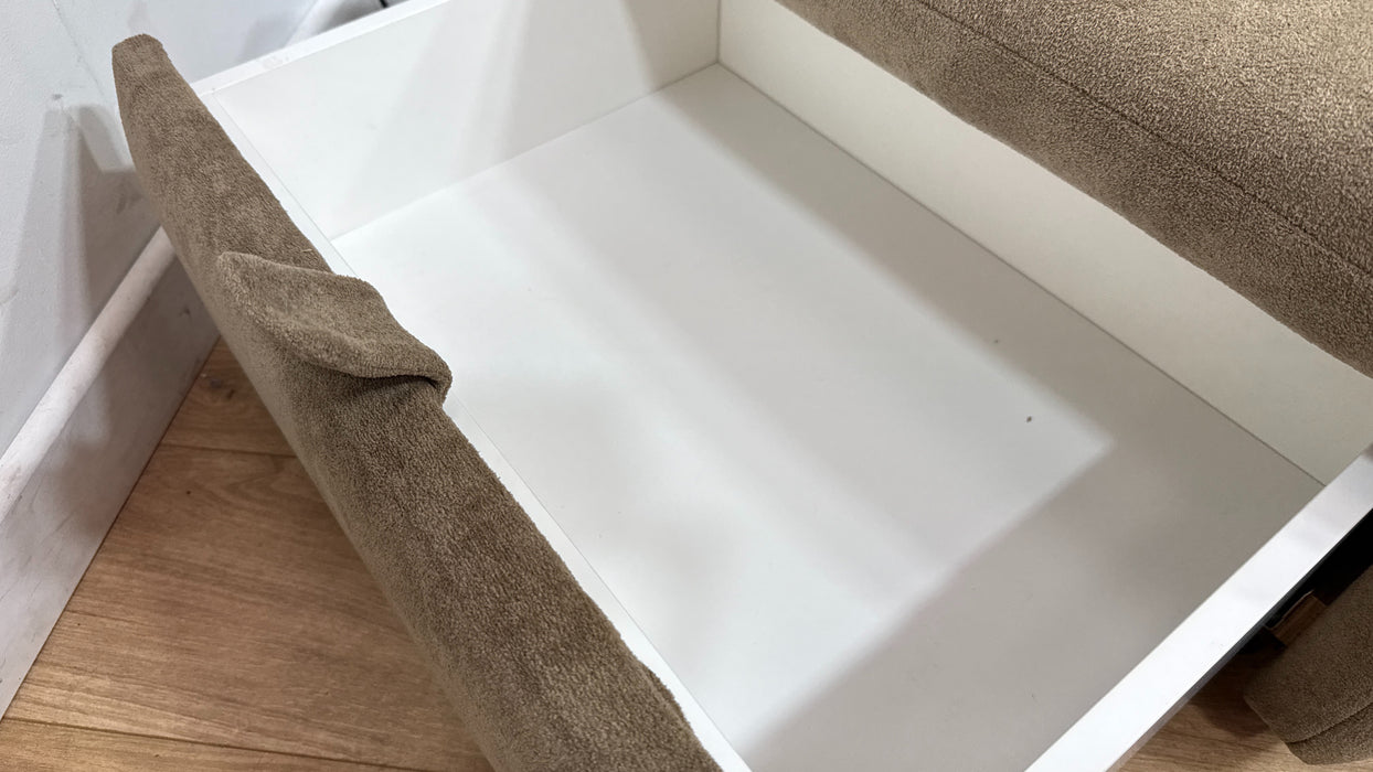 Sofology Waldorf Fabric Storage Footstool in Soft Sherpa Latte