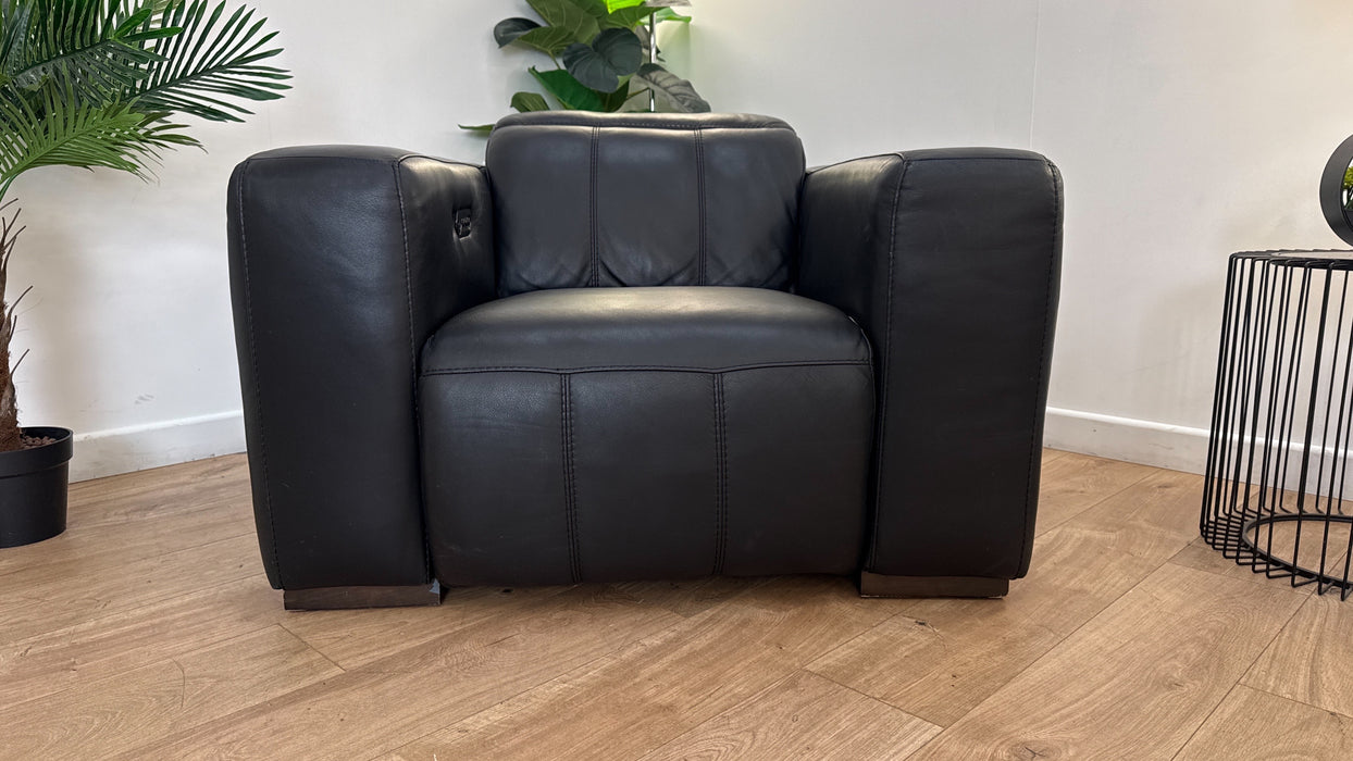 DFS Crusade Leather Recliner Chair in Black