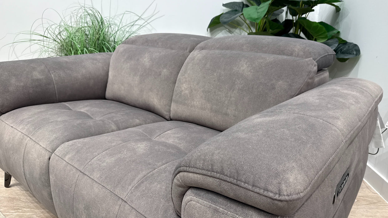 Sofology Milan Fabric 2 Seater Power Recliner/Headrest and Lumbar with Trim in Lifestyle Flecked Mocha