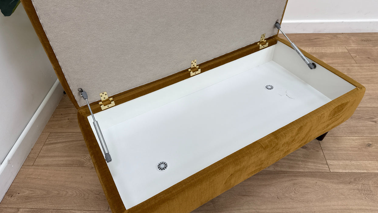 Sofology Bridgerton Fabric Storage Footstool in Etched Velvet Nugget Gold