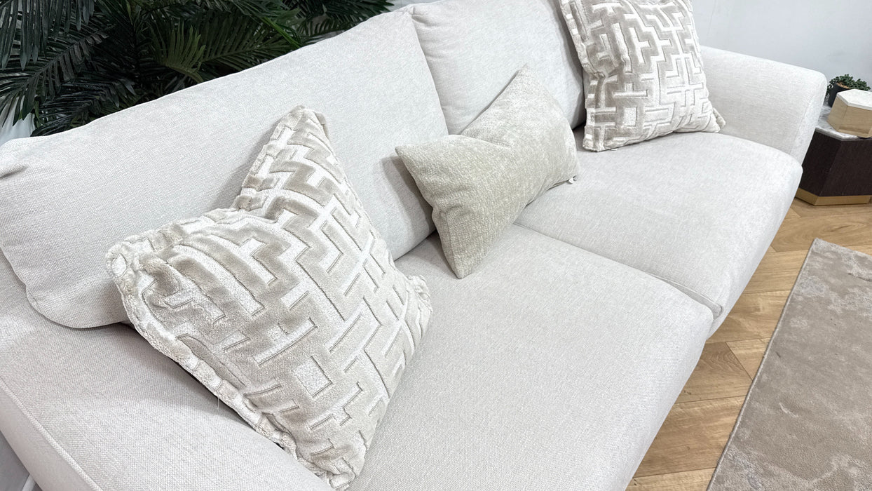 Sofology Mayfair Fabric 3 Seater Foam Seats in Linen Look Chenille Mist/Pearl Mix