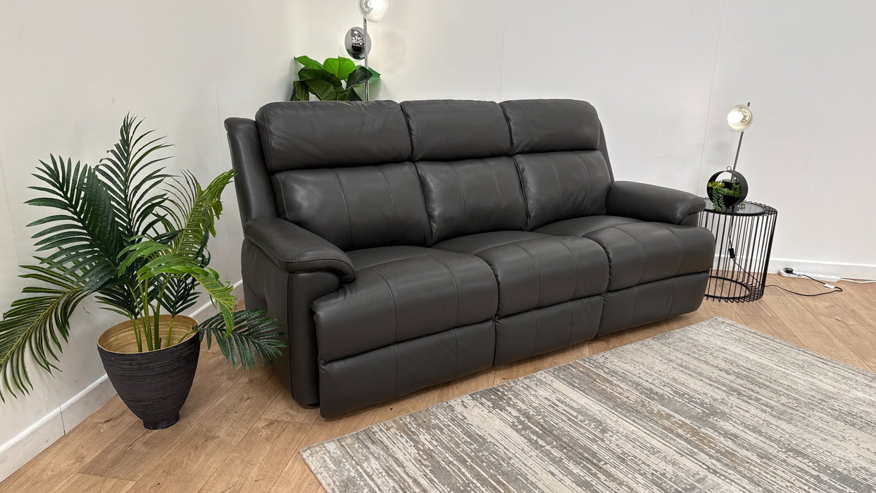 Sofology Gracie Leather 3 Seater in Trusty Sheen Charcoal