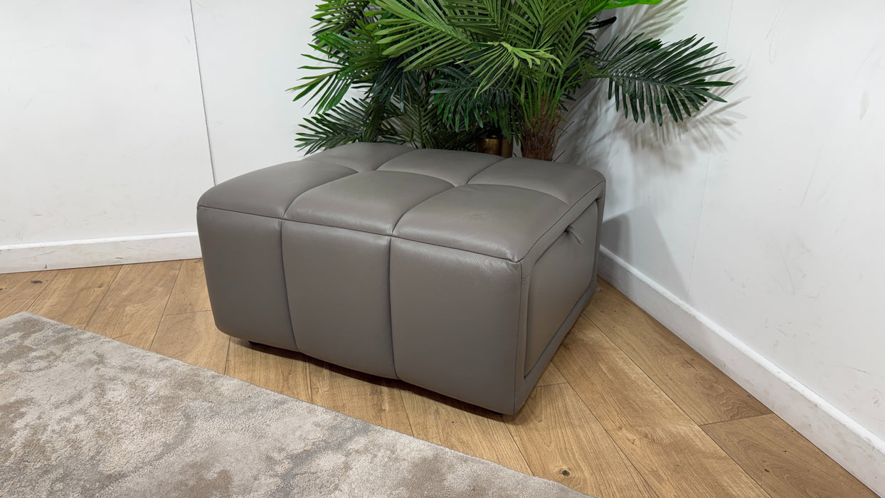 Sofology Luna Leather Storage Footstool in Elephant