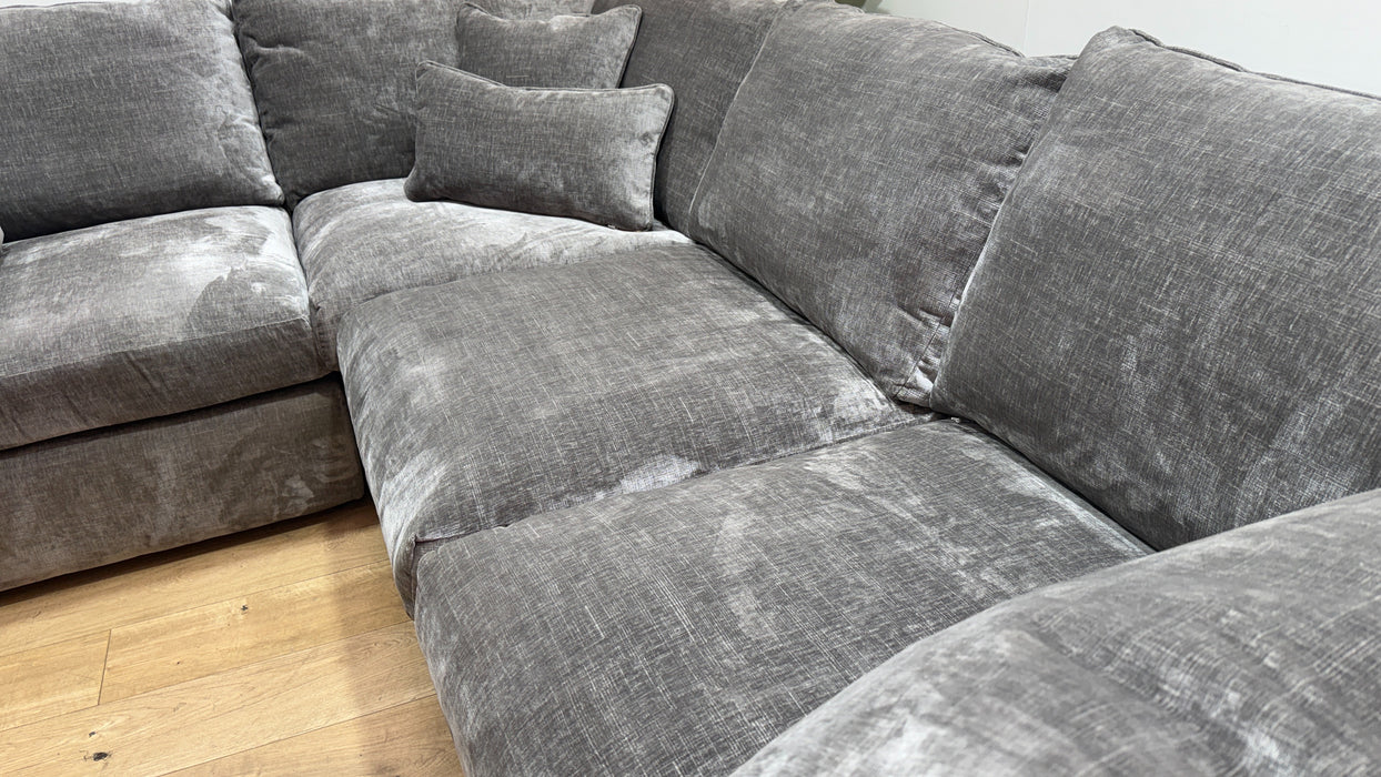 Sofology Georgio Fabric 1 Corner 3 Feather Flex Seats in Luxe Chenille Pewter