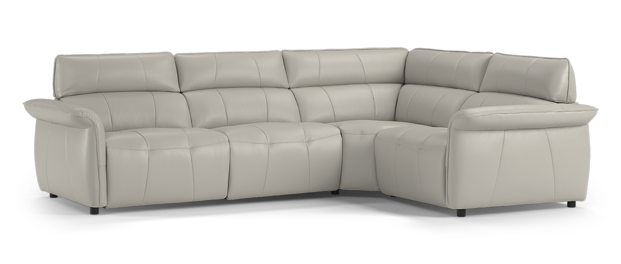Sofology Cadenza Leather 3 Corner 1 Power Recliner/Headrest in Trusty Sheen Lead Grey