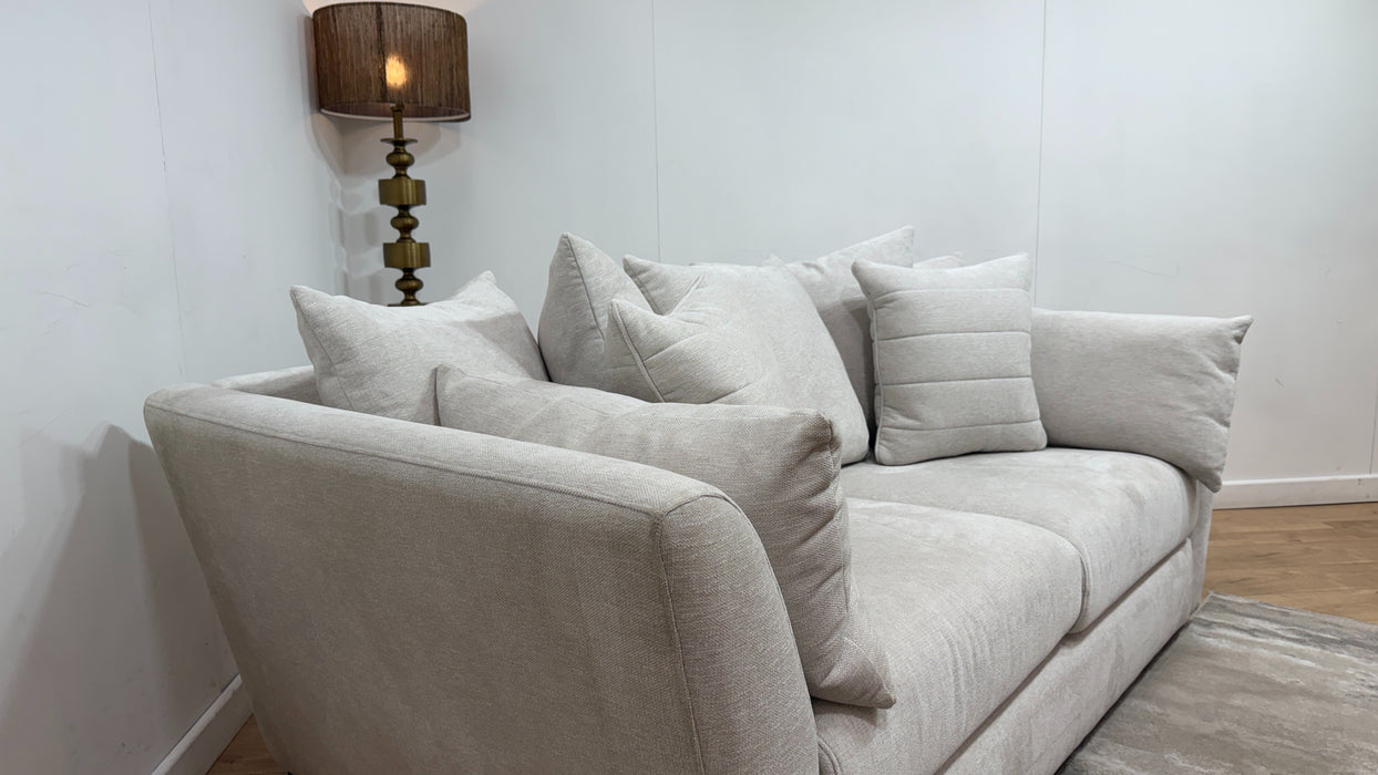 Sofology Calista Fabric 3 Seater Pillow Back no Fluting in Linen Look Chenille Mist