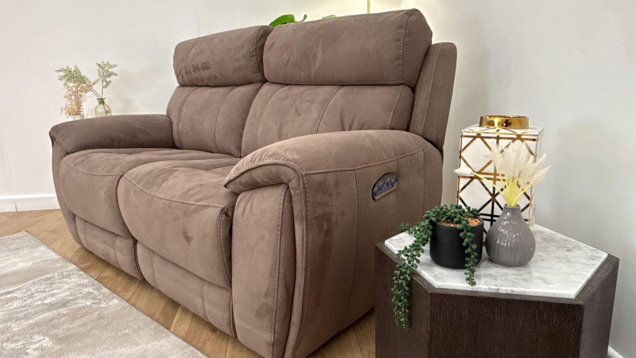 Sofology Radleigh Fabric 2 Seater Power Recliner/Headrest in Lifestyle Textured Cappuccino