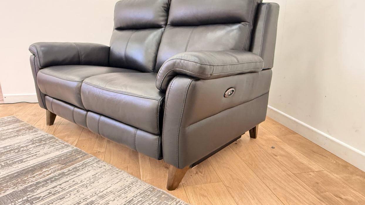 Sofology Lucca Leather 2 Seater Power Recliner in Trusty Soft Sheen Black