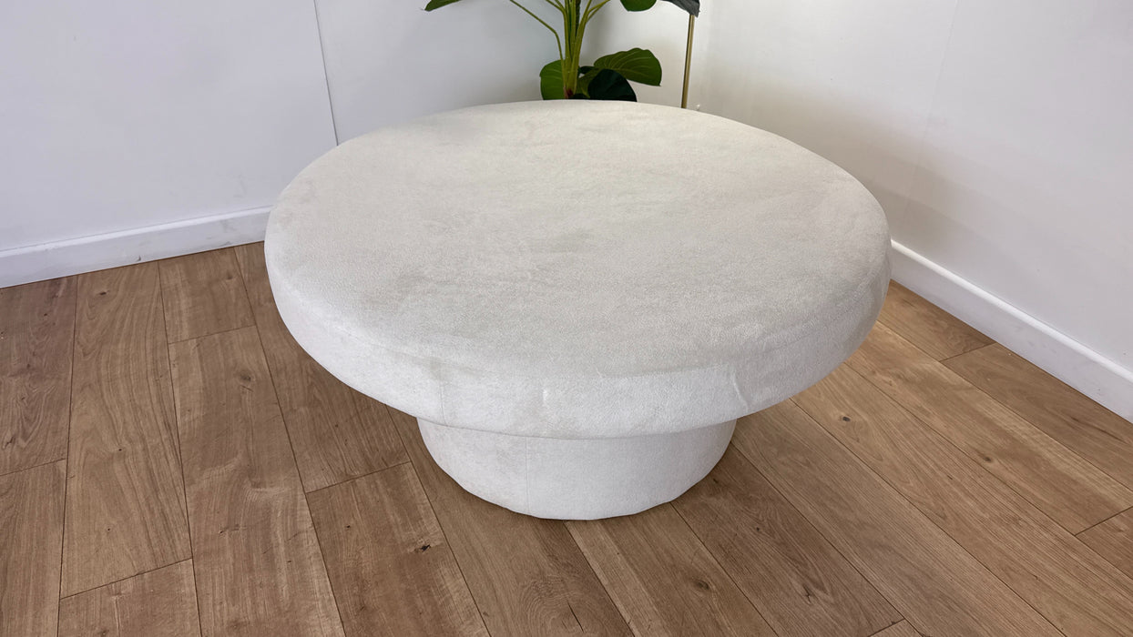 Sofology Luella Fabric Large Designer Footstool in Soft Sherpa Natural