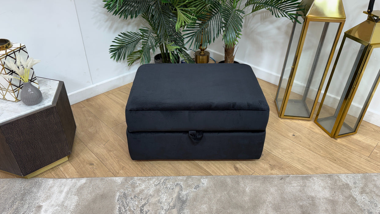 Sofology Fitzrovia Fabric Storage Footstool in Matt Velvet Black
