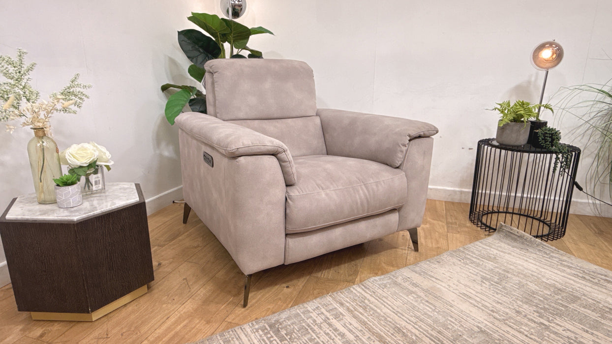 Sofology Illinois Fabric Chair Power Recliner/Headrest in Lifestyle Mottled Marble