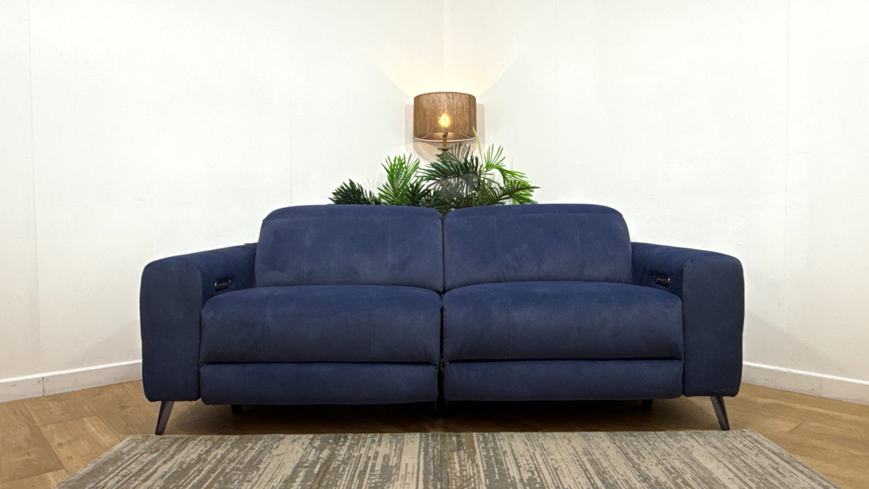 Sofology The Allure Fabric 2.5 Seater Power Recliner/Headrest Heated Seats Lumbar Support in Lifestyle Flecked Navy