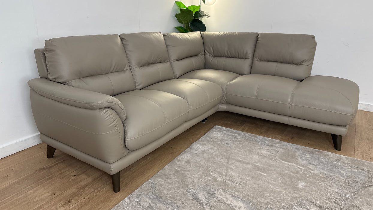 DFS Fargo Leather Corner Sofa in Taupe