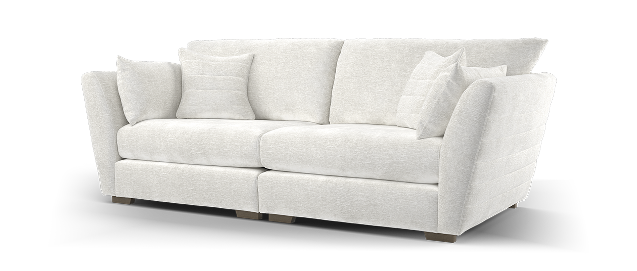 Sofology Calista Fabric 4 Seater Split Full Back Fluting in Linen Look Chenille Mist