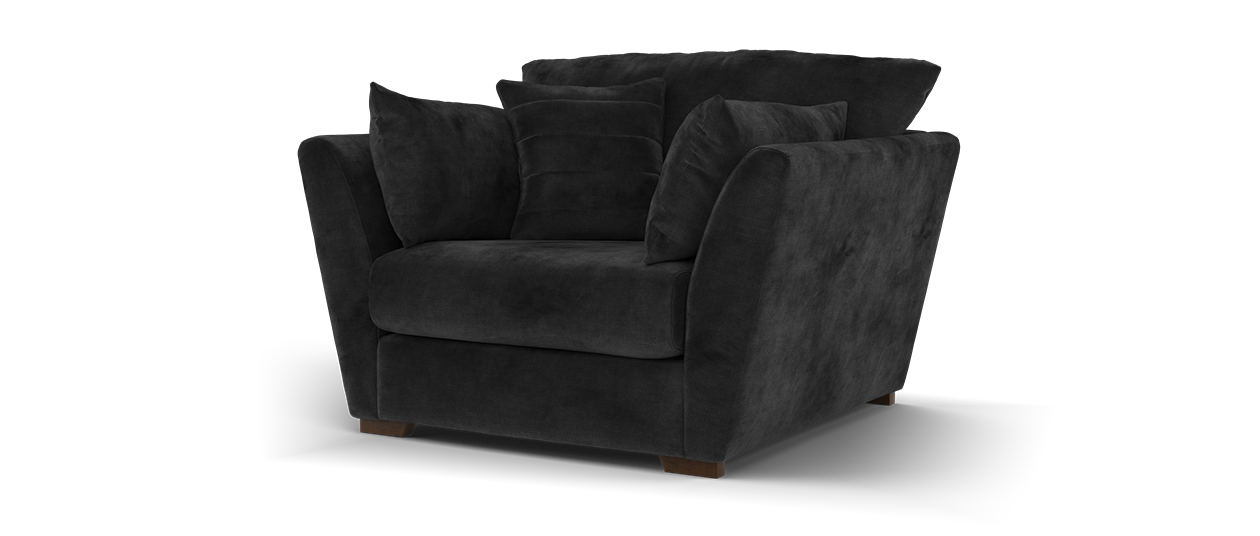 Sofology Calista Fabric Loveseat Full Back in Soft Chenille Ebony