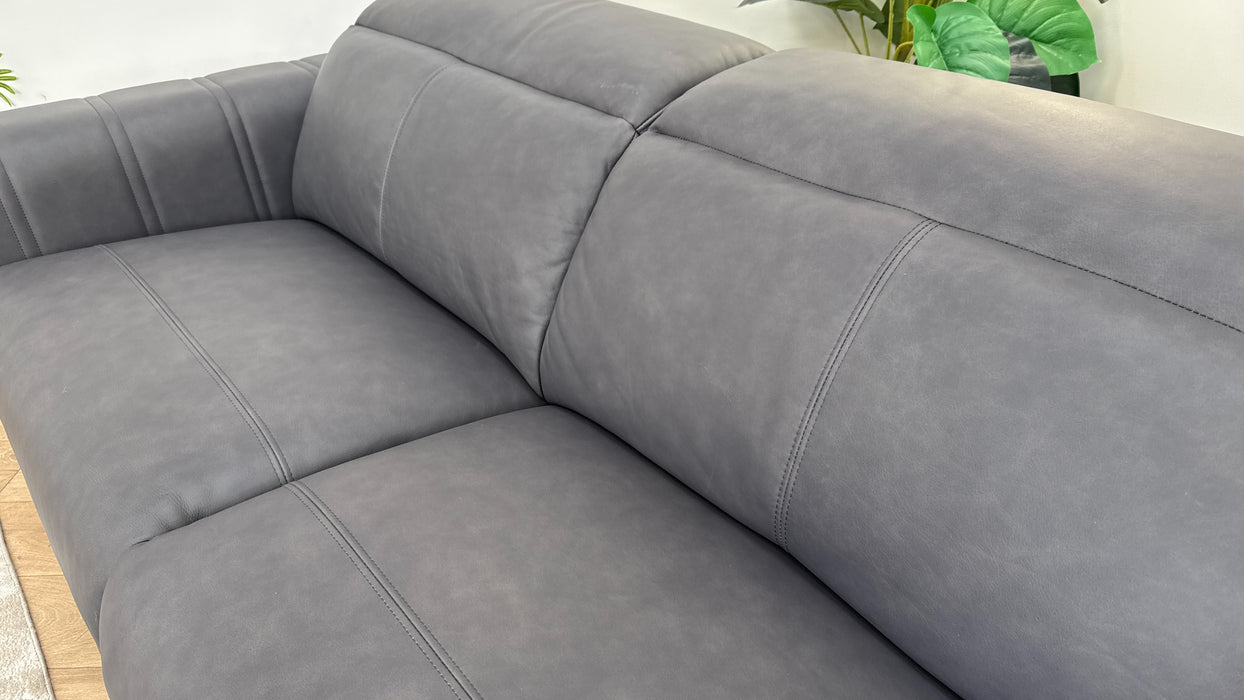 Sofology The Mason 3 Seater Leather Sofa in Relaxed Matt Charcoal