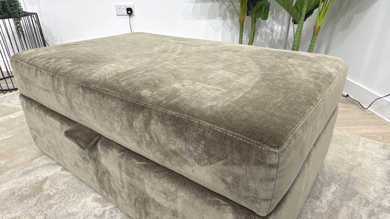 Sofology Regency Fabric Large Storage Footstool in Fine Textured Chenille Bark