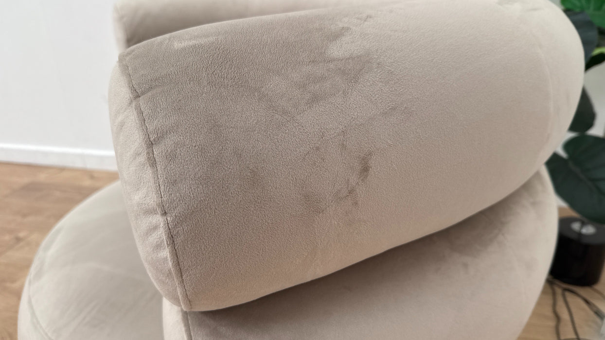 Sofology The Fitzrovia Fabric Swivel Chair in Matt Velvet Stone All Over Without Trim