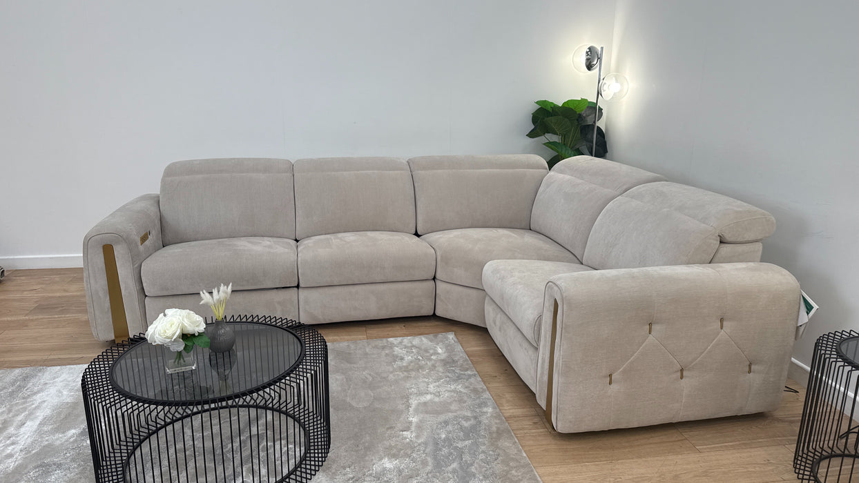 Sofology The Kingsbridge 3 Corner 1.5 Fabric Recliner Sofa in Relaxed Chenille Cotton