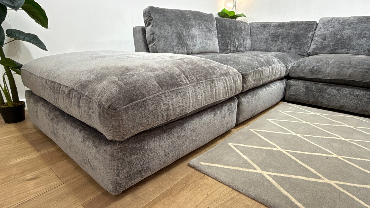 Sofology Bellagio Fabric Chaise 1 Corner 3 Reversible Extra Flex Interior Chunky Luxe Chenille Charcoal Mix