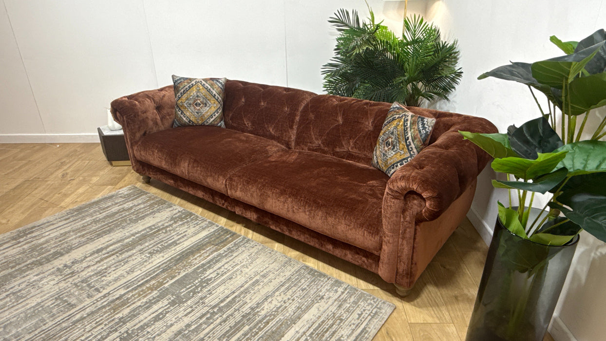 Sofology Kensington Fabric 4 Seater Split in Luxury Chenille Rust Mix
