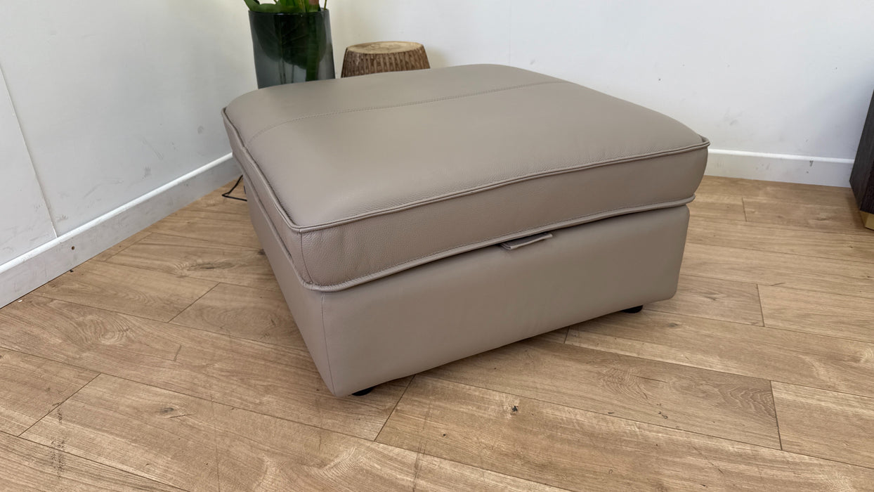 Sofology Horizon Designer Storage Leather Footstool In Trusty Embossed Leather Stone