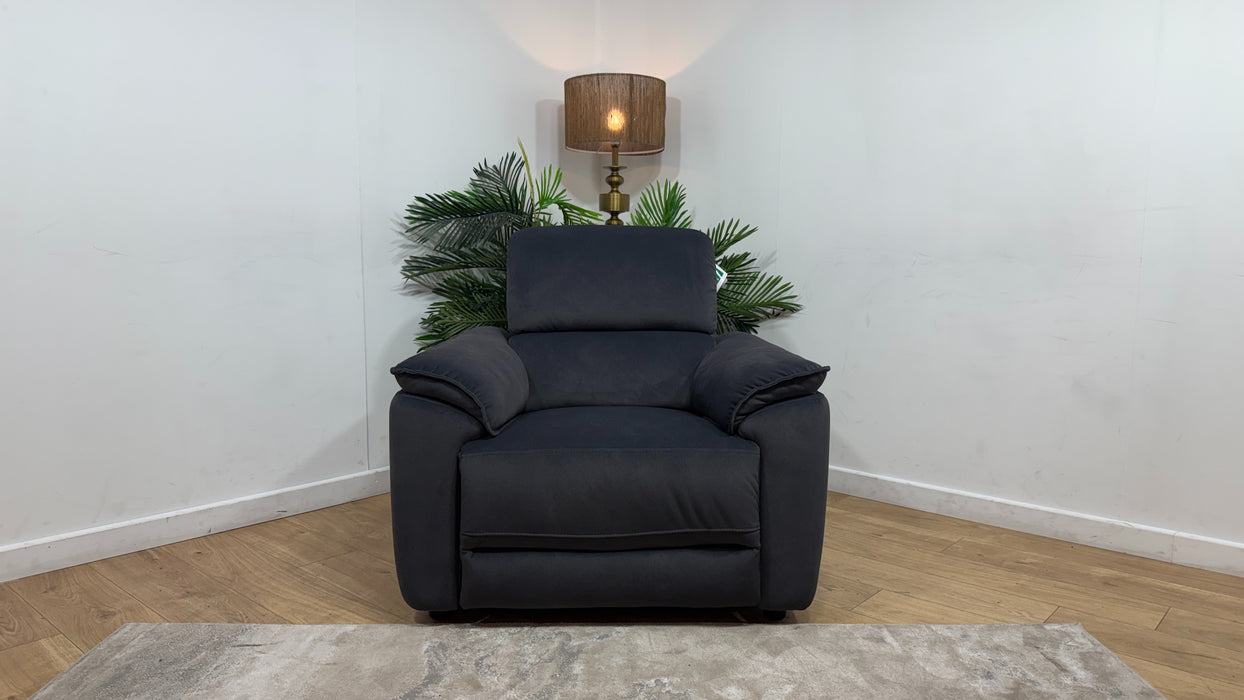 Sofology Hugo Fabric Chair Power Recliner/Headrest in Lifestyle Flecked Anthracite