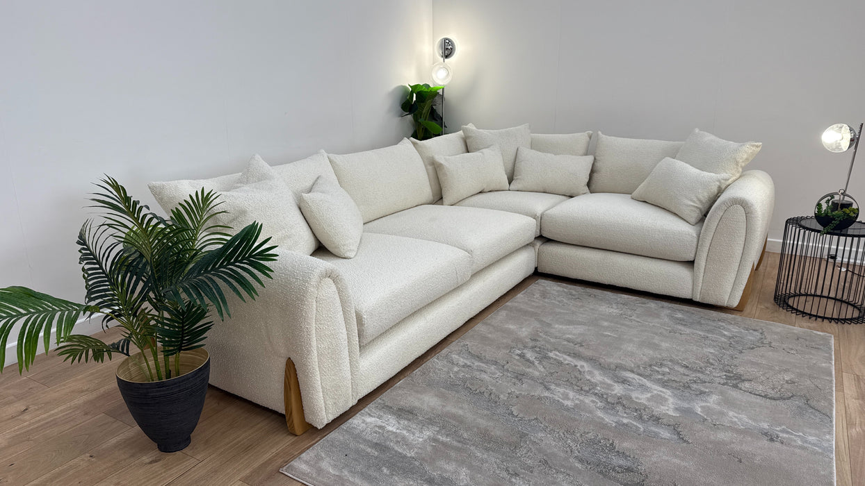 Sofology Marble Arch 3 Corner 1 Fabric Sofa in Cologne Wood Trim