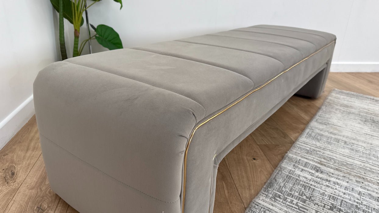 Sofology The Oscar Fabric Footstool in Matt Velvet Pebble