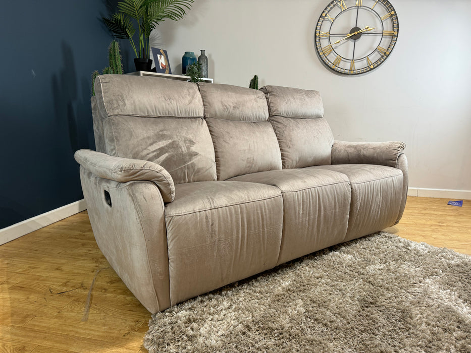 Parker Fabric 3 Seater - Velvet Mink - Manual Recliner (WA2)